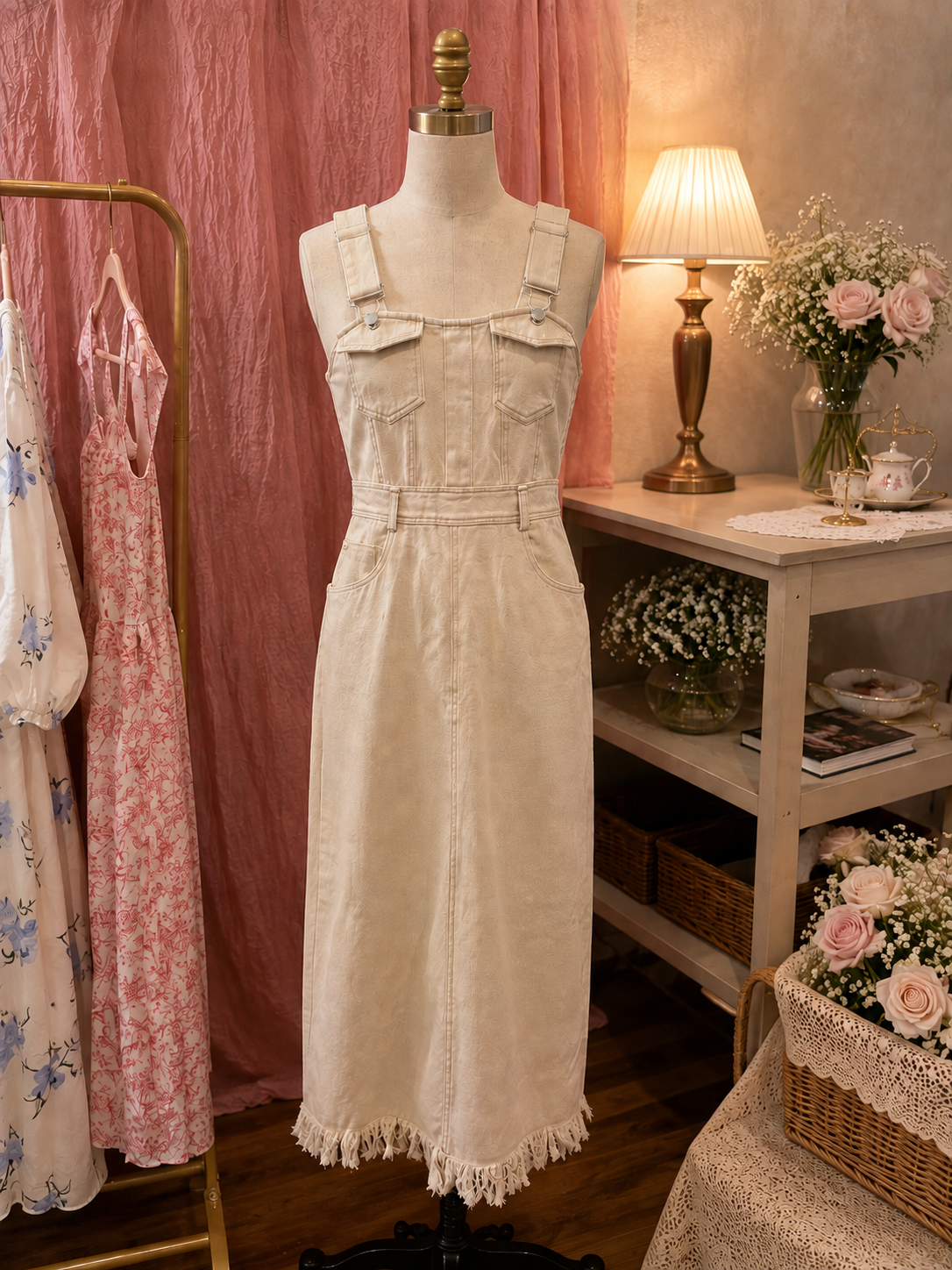 Olive Branch Overall Dress